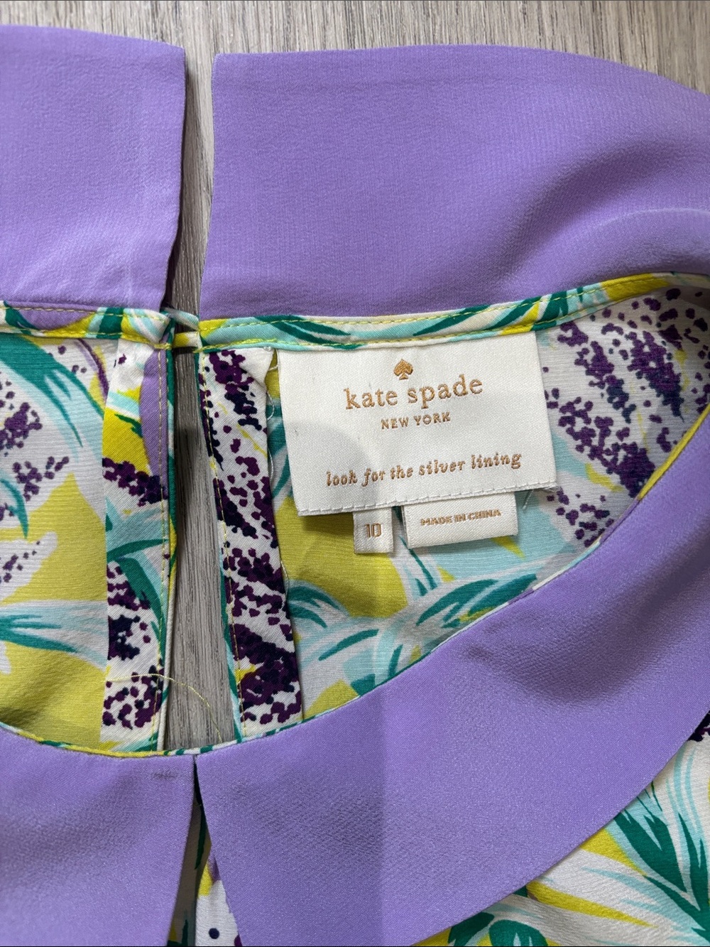 kate spade Yellow Tropical Print Mini Dress with Lavender Collar - Picture 12 of 15